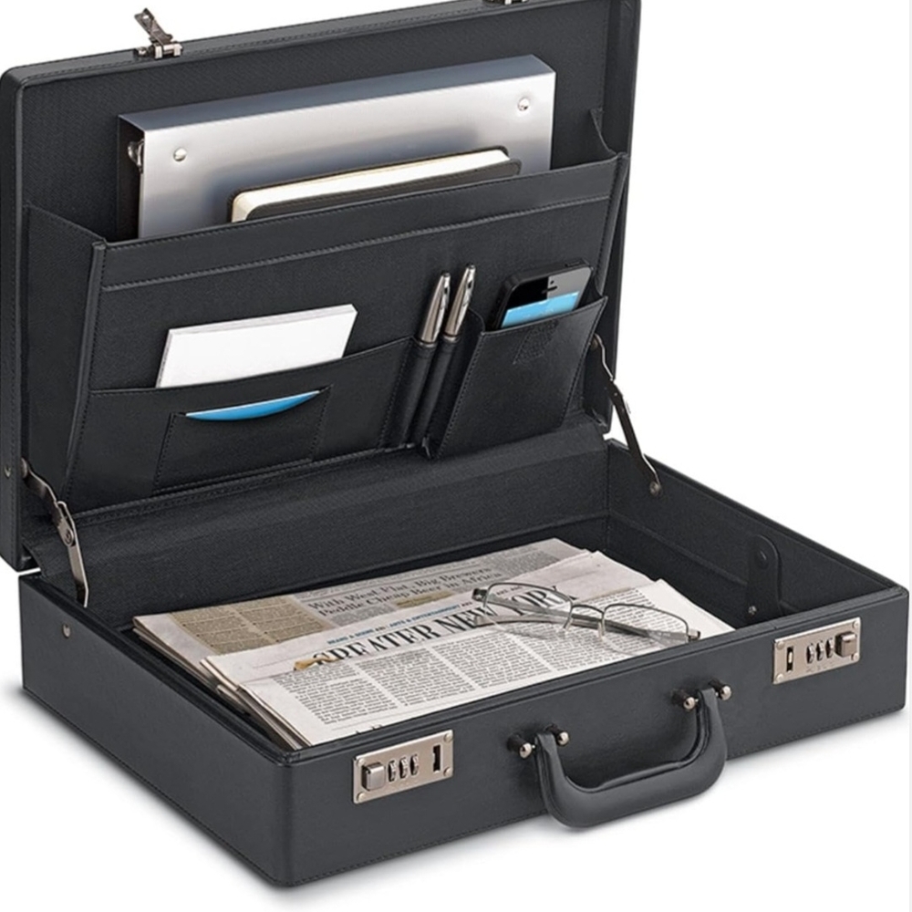 Elegant Black Leather Briefcase